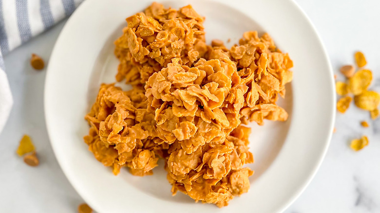 no-bake cornflake butterscotch cookies