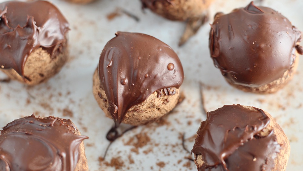 chocolate dipped no-bake energy bites