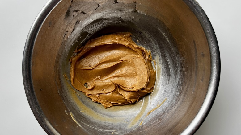 peanut butter in metal bowl