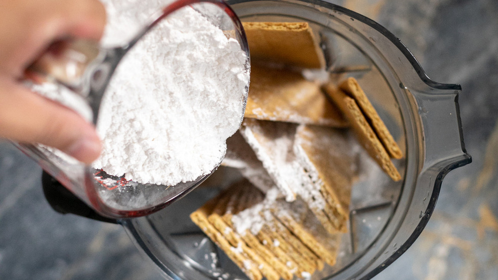 blender full of graham crackers