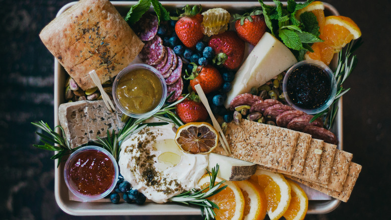 Charcuterie board on sheet pan