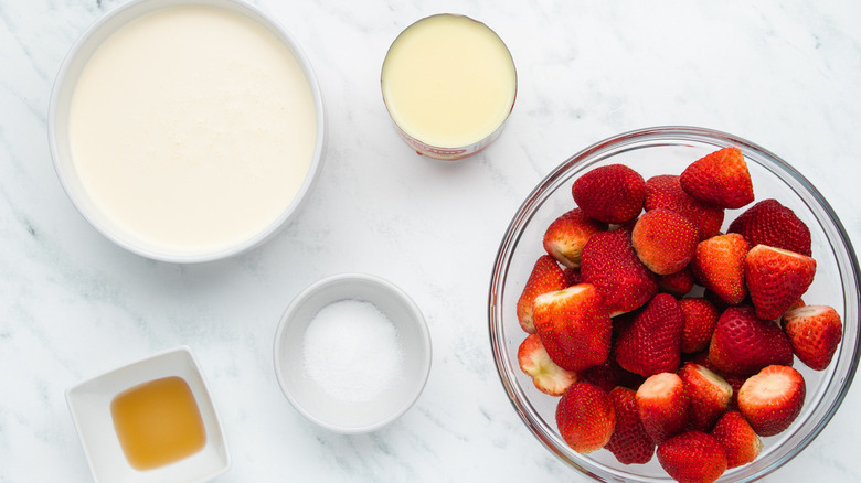 ingredients for strawberry ice cream