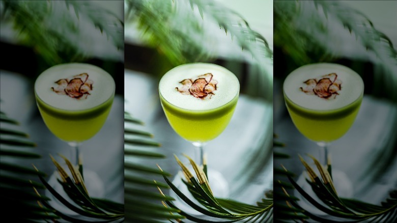 green cocktail with aquafaba fizz