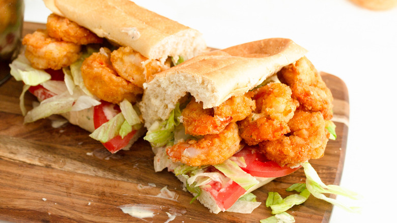 Fried shrimp in bread roll