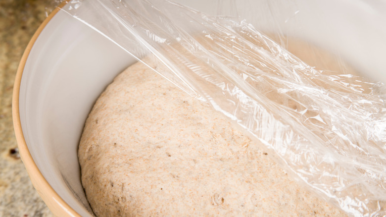 dough rising in bowl