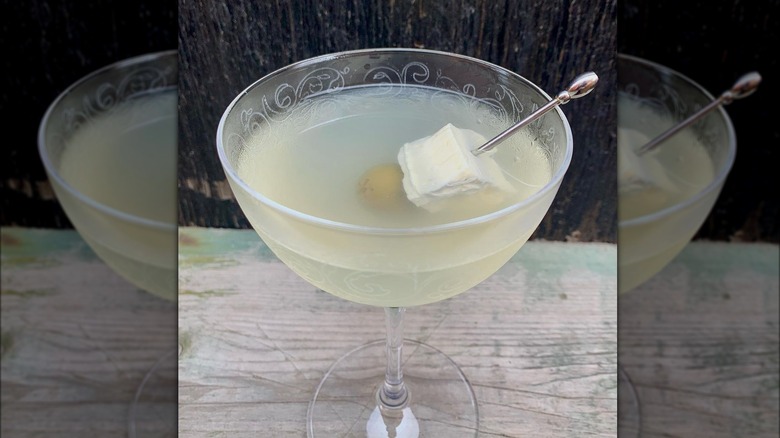 A feta brine dirty martini