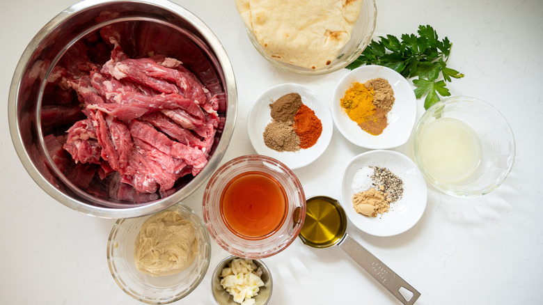 ingredients for beef shawarma