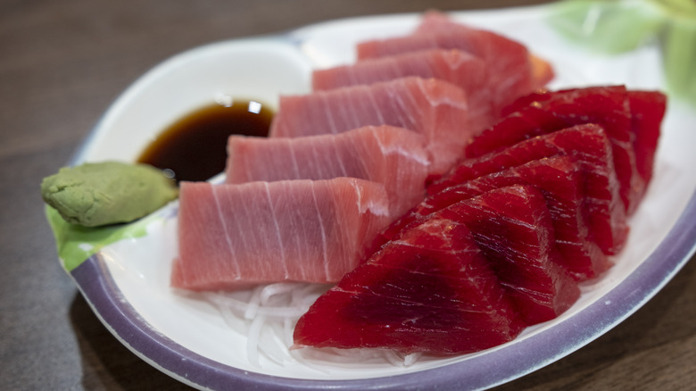 Sashimi pieces on plate