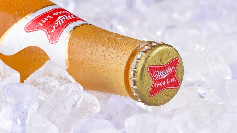 miller high life bottle on ice