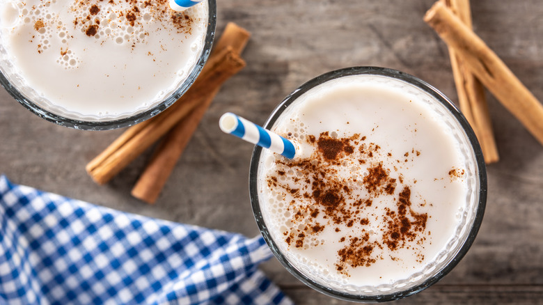 Horchata and cinnamon sticks