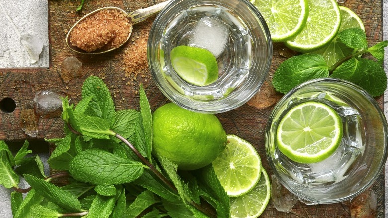 mint and lime herbal soda