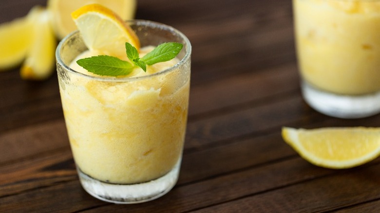 lemon juice slush in glass