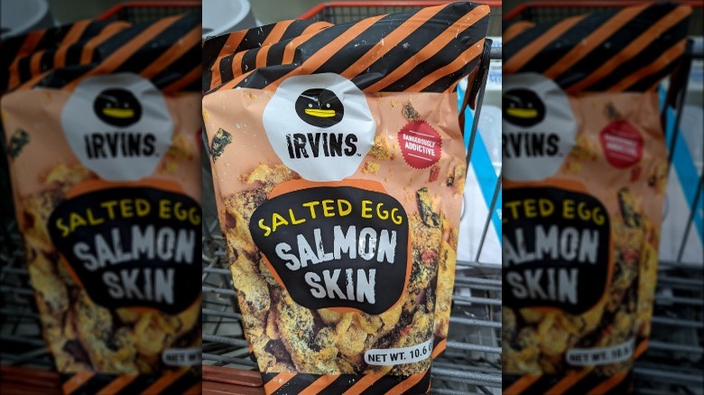 Irvin's salted egg salmon skins