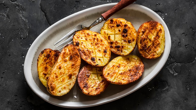 grilled potatoes on a plate