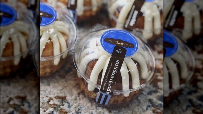 A packaged snickerdoodle bundt cake