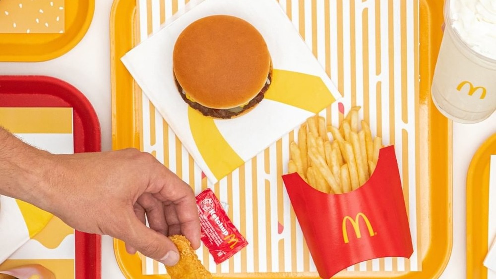 McDonald's hamburger, fries, and soda