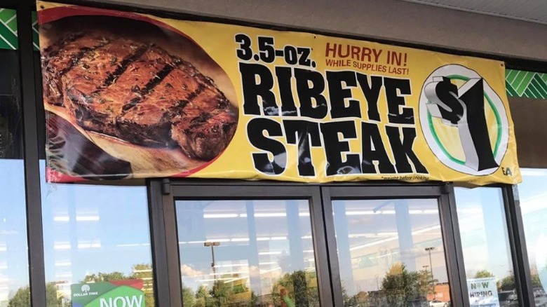 Dollar Steak Banner at Dollar Tree