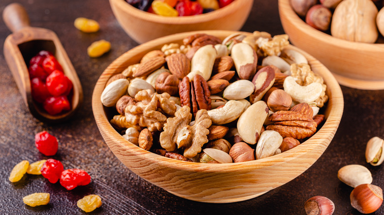 Bowl of nuts and dried fruit