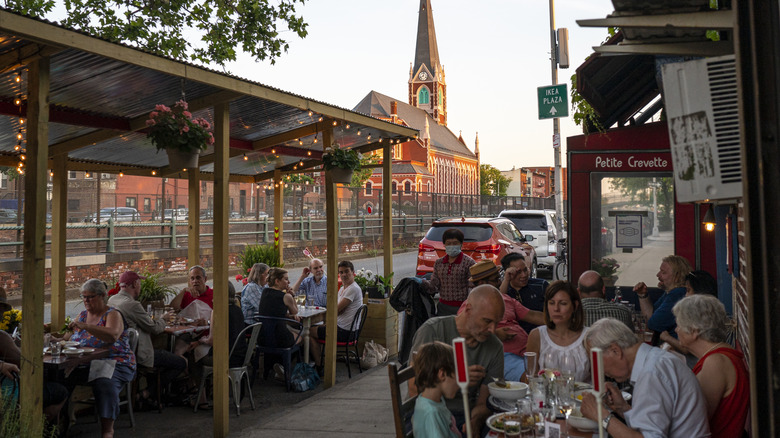 Dining outdoors