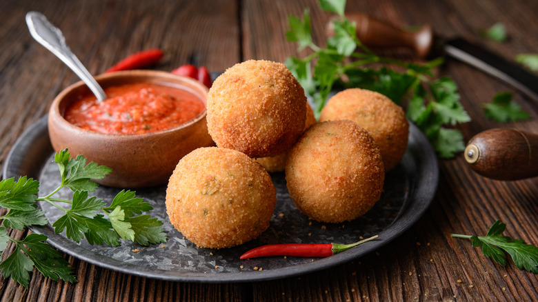 Arancini with marinara sauce