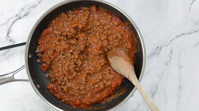 meat sauce in skillet