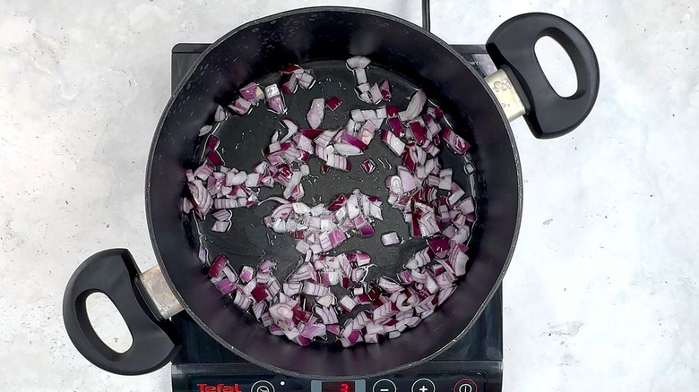 frying red onion