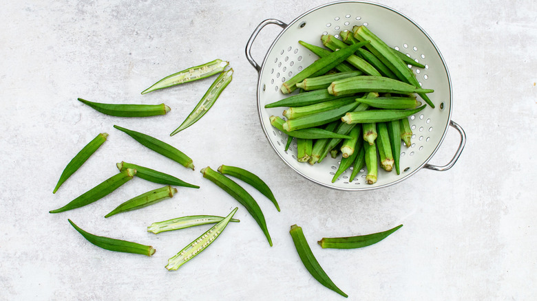 okra with colander