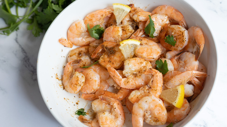 bowl of steamed shrimp