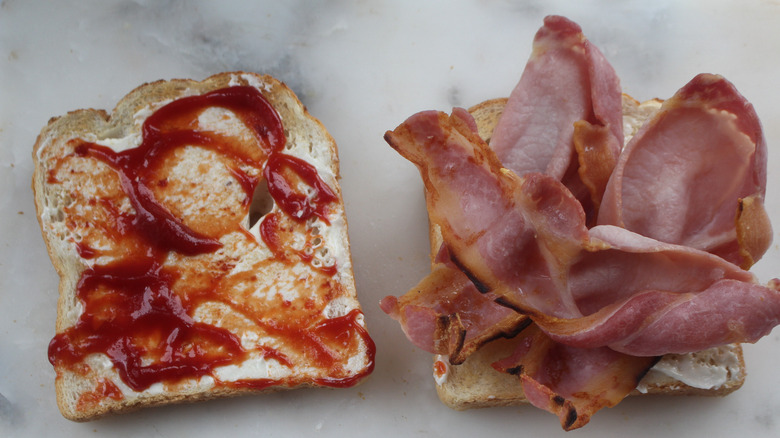 Assembling a Bacon Butty sandwich