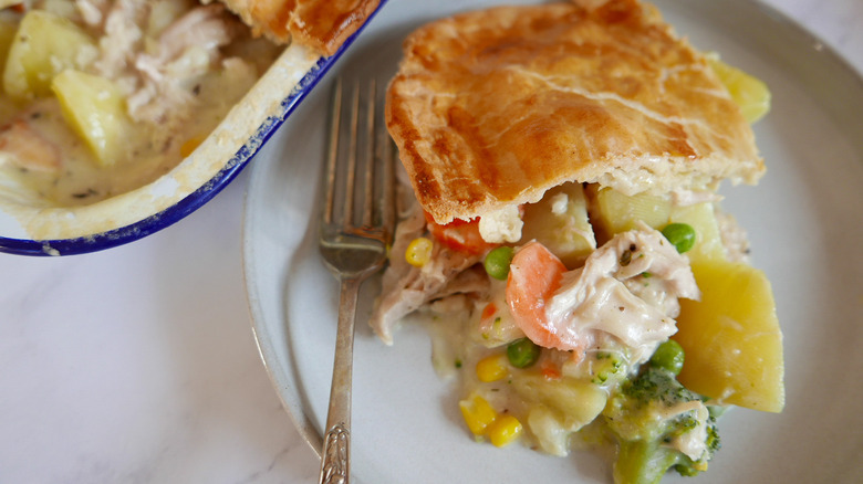 chicken pot pie on plate