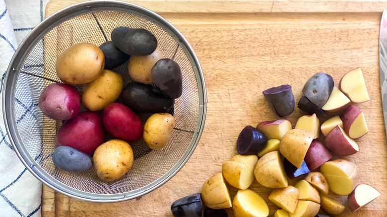 Chopped multi-colored potatoes