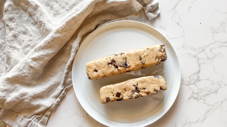 cookie dough logs on plate