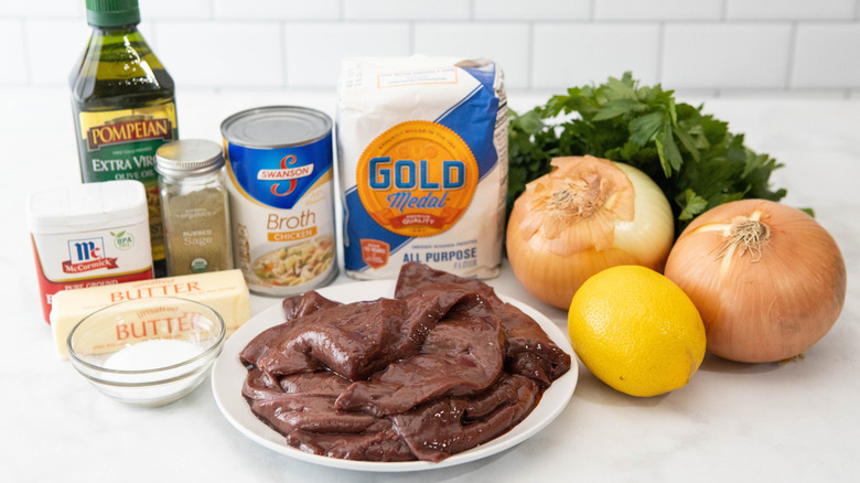 Ingredients for old-fashioned liver and onions