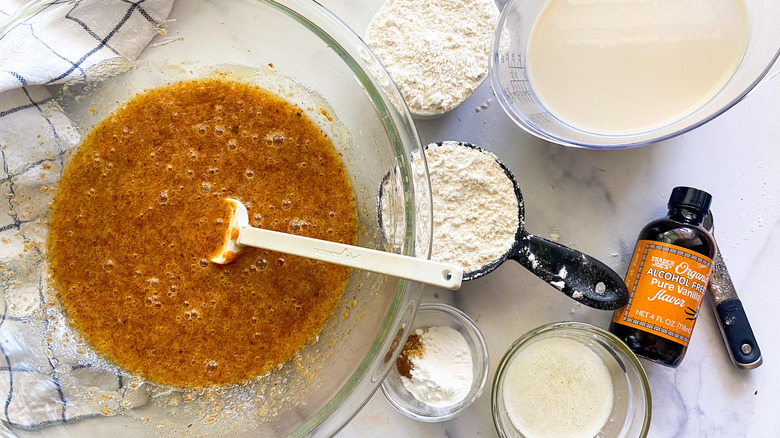 pudding ingredients in a bowl 