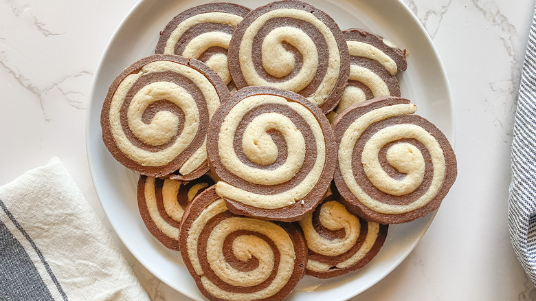 plate of pinwheel cookies