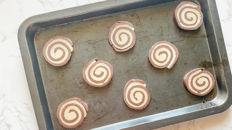 sliced cookies on tray