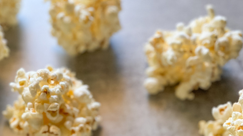 old fashioned popcorn balls closeup