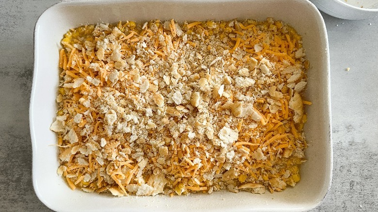 corn casserole before baking