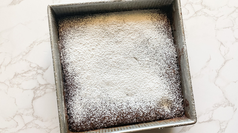 Wacky Cake with powdered sugar