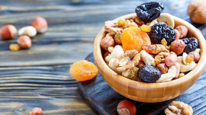 nuts and fruit in bowl