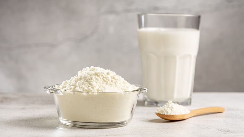 dry milk in bowl 