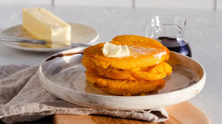 corn pones with butter and syrup