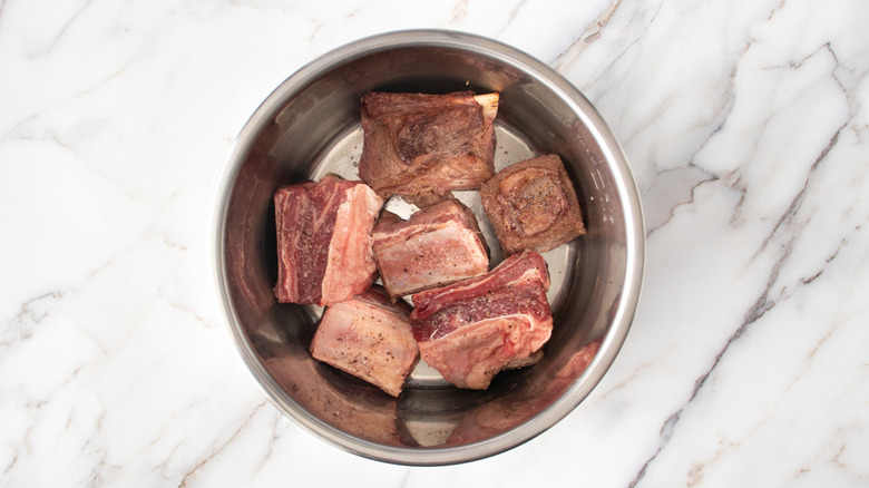 short ribs in metal pot