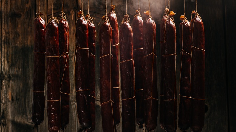 hanging curing meat