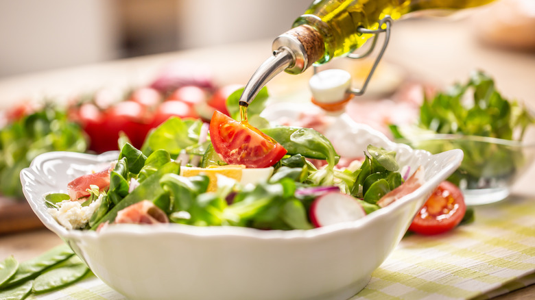 Salad in a white bowl