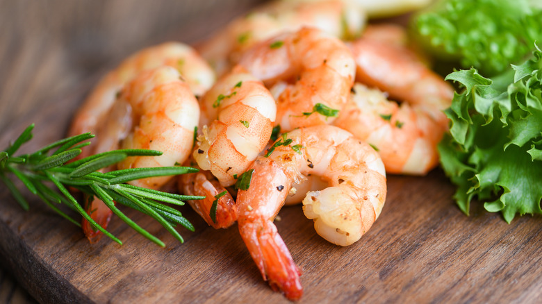 Shrimp on a cutting board