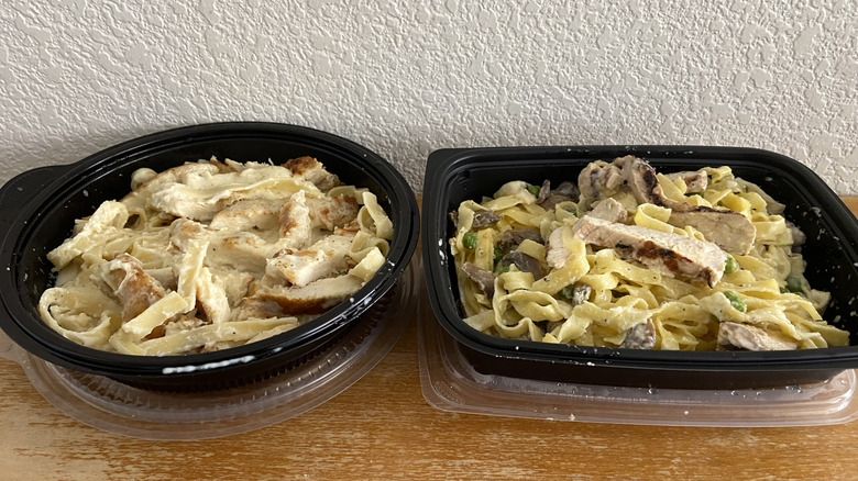 close-up of takeout containers