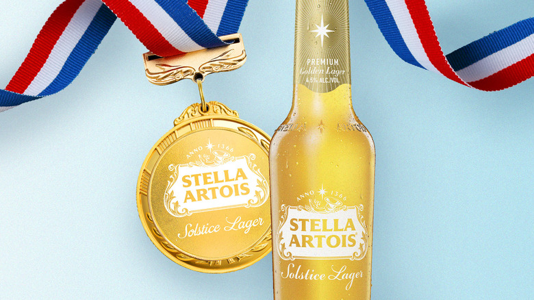 Stella beer and gold medal