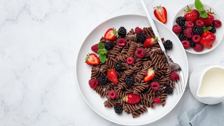 Dessert pasta and fruit