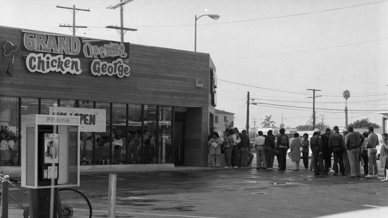People lined up at Chicken George's 
